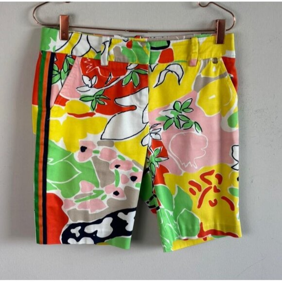 Trina Turk Women’s Floral Bermuda Shorts Multicolor Cotton Blend Summer Size 2 - Picture 1 of 13